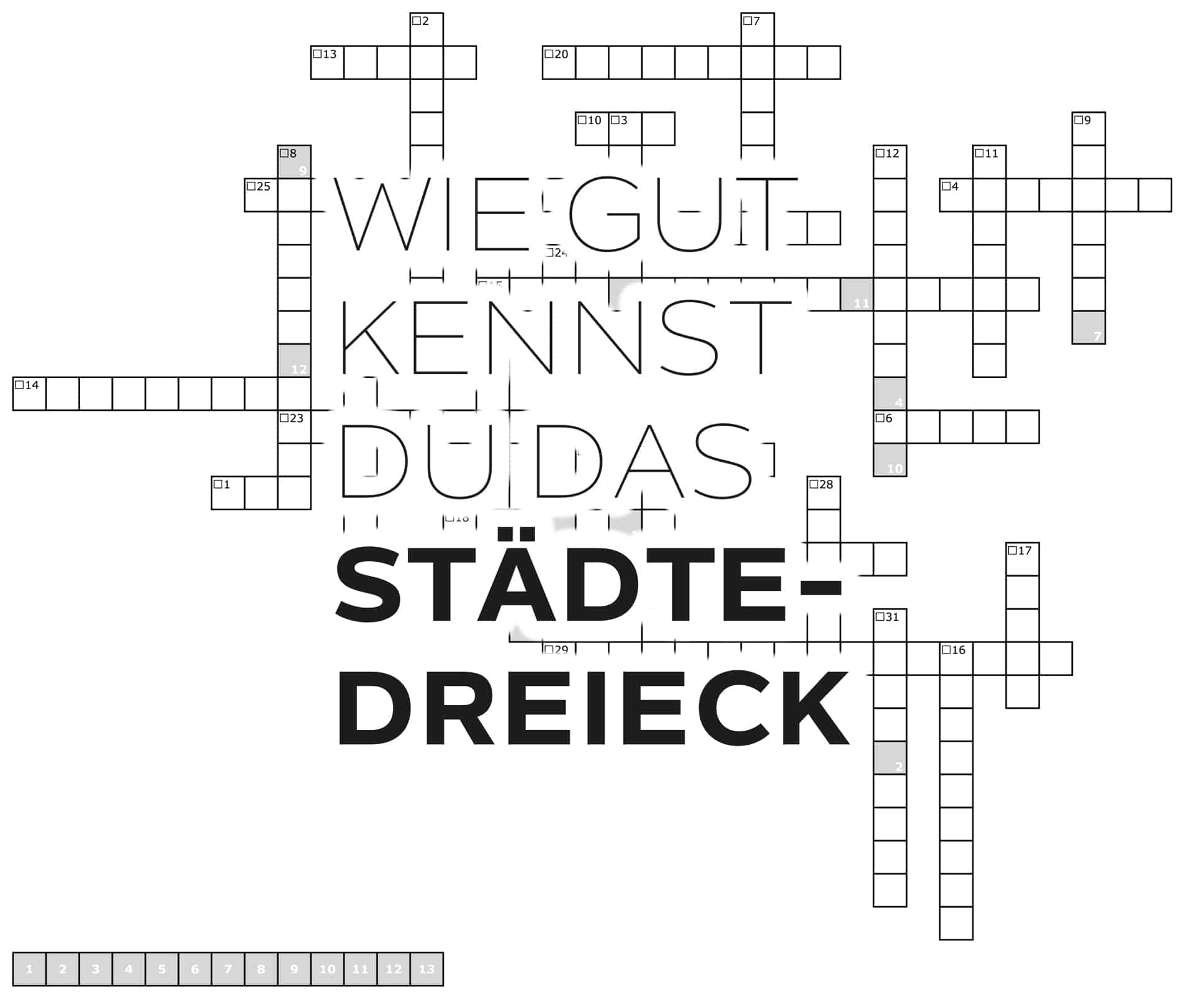 Kreuzworträtsel Städtedreieck Quiz