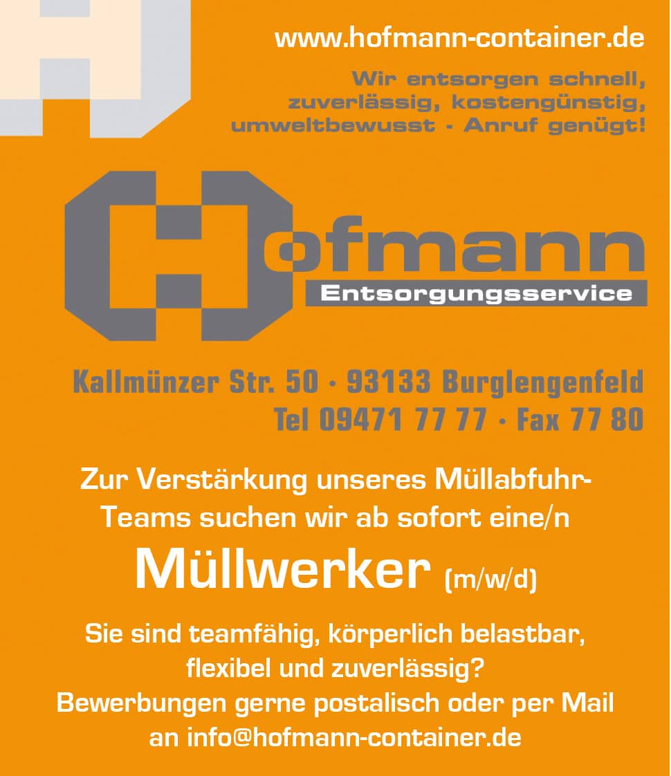 Stellenangebot Jobs Hofmann Entsorgungsservice Müllwerker gesucht